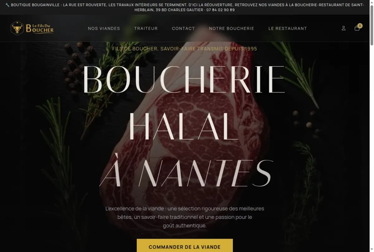 Page d'accueil du site Le Fils du Boucher