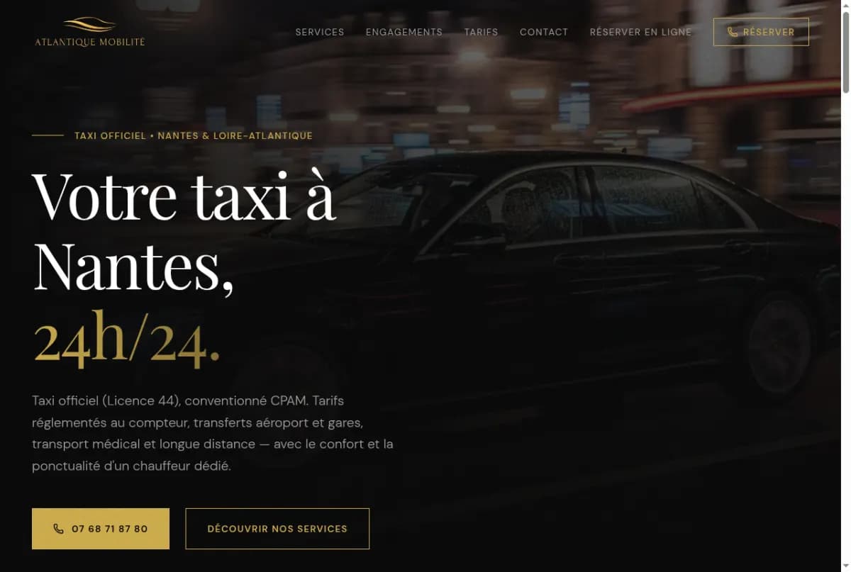 Page d'accueil du site Atlantique Mobilité